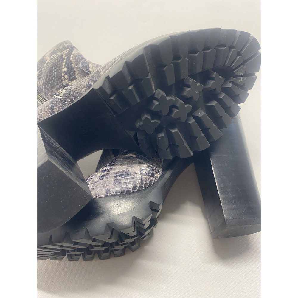 Allsaints Women's Ana Snake Embossed Lug Sole Boot Chunky Black Gray. Size 7.5 - Picture 2 of 5